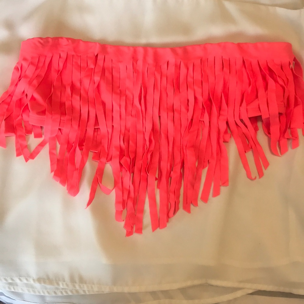 Boys + Arrows fringe orange/pink strapless top!
